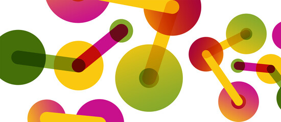 Line points connections geometric abstract background. Circles connected by lines. Trendy techno business template for wallpaper, banner, background or landing
