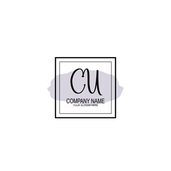 Letter CU minimalist wedding monogram vector