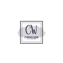Letter CW minimalist wedding monogram vector