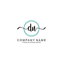 DU  Initial handwriting logo with circle hand drawn template vector