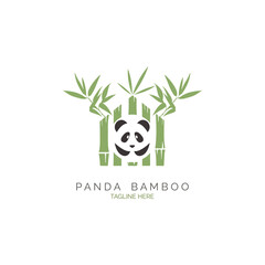 panda bamboo logo icon template design for brand or company and other