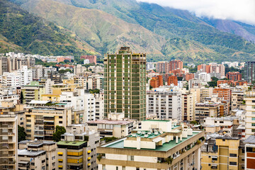 View of the Caracas city center buildings from above