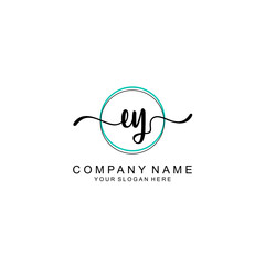 EY Initial handwriting logo with circle hand drawn template vector