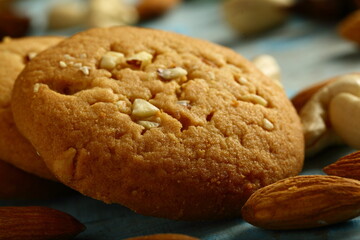 Homemade sugar free vegan  diet cookies with almonds and cashew nuts.