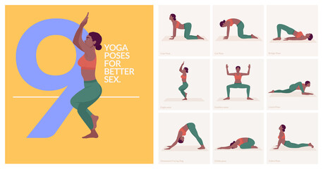 Yoga poses For BETTER SEX. Young woman practicing Yoga poses. Woman workout fitness and exercises.