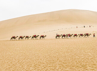 The Mingsha Mountain Crescent Spring Scenery in Dunhuang City