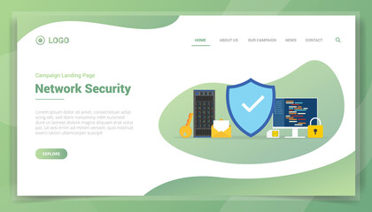 network security business concept for website template landing homepage