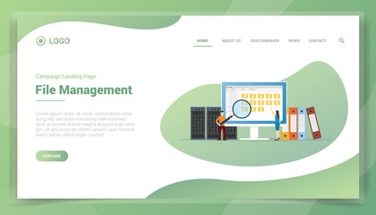 file management technology concept for website template landing homepage
