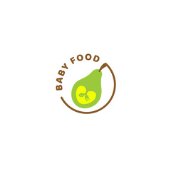 Flat BABY FOOD Avocado Fork Spoon logo design