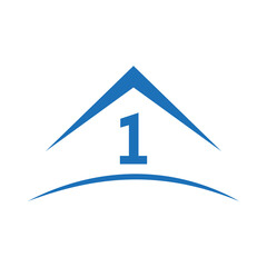 1 logo with real estate house building roof, template. Victor