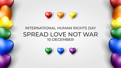 International Human Rights with Heart Shaped Balloons. Suitable for covers, posters, banners, and other marketing purposes.