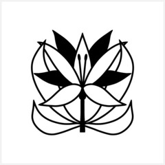 Lotus flower with leaf icon isolated. Sketch vector stock illustration. EPS 10