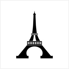 Eiffel tower clip art. World landmark. Romantic icon. Paris cards as symbol love and romance travel. Stencil Vector illustration. EPS 10