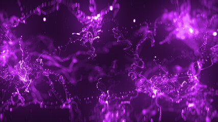 Abstract Purple Shine Blurry Focus Fractal Random Turbulence Dots And Lines Particle Neural Network Background