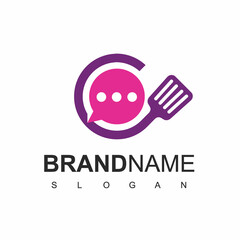 Obraz premium Food Talk Logo Design Template
