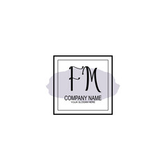 Letter FM minimalist wedding monogram vector