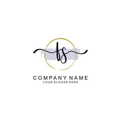 FS Initial handwriting logo with circle hand drawn template vector