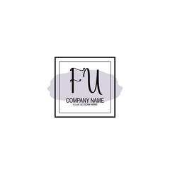 Letter FU minimalist wedding monogram vector