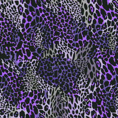 Full seamless leopard cheetah animal skin pattern. Purple Ornamental Design for women textile fabric printing. Suitable for trendy fashion use.