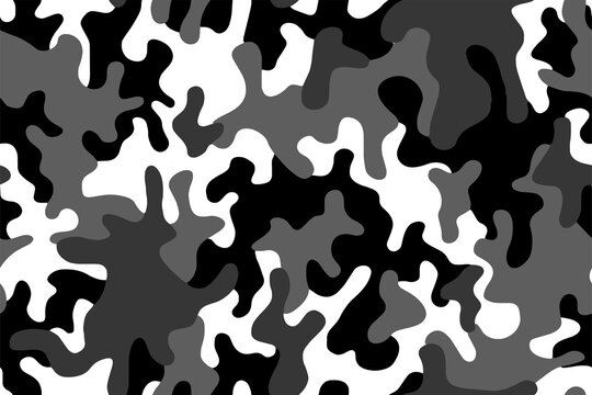 Full seamless gray military camouflage texture pattern vector. Dark colors design for girls, boys textile fabric and wallpaper print. Design for fashion and home design background.