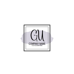 Letter GU minimalist wedding monogram vector