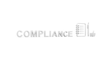 COMPLIANCE concept white background 3d render illustration