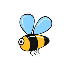 funny bee hand drawn in cartoon style