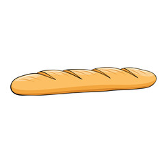 wheat french baguette hand drawn in cartoon style