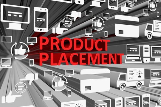 PRODUCT PLACEMENT concept blurred background 3d render illustration
