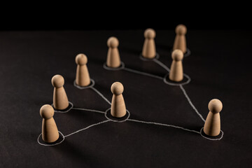 Obraz premium Control concept. Figures on a chalk board. Chalk arrows
