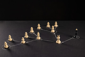 Obraz premium Control concept. Figures on a chalk board. Chalk arrows