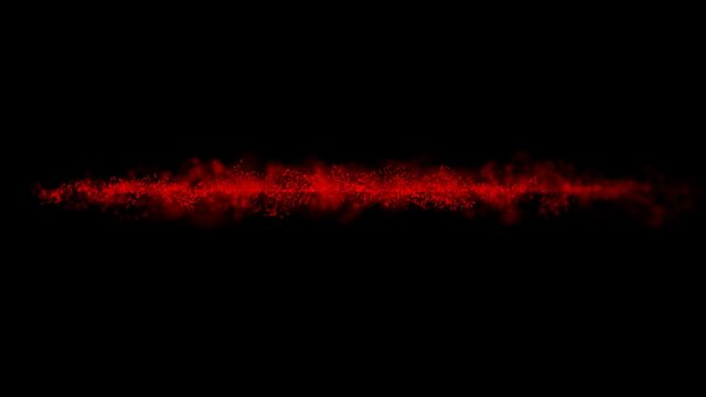 Abstract red wave from small particles on black background . Internet technology for storing global data.