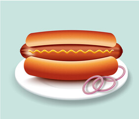 hot dog with mustard and onions