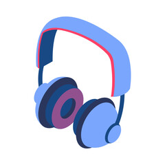 Isometric Gaming Headphones Composition