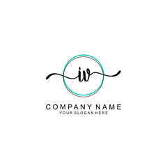 IV Initial handwriting logo with circle hand drawn template vector