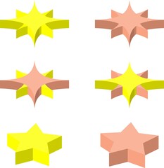 上面法アイソメトリックスタイルのカラフルな星アイコンのイラスト1.