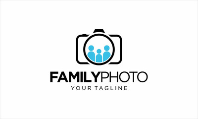 Combination logo from camera and people (family) symbol logo design concept	