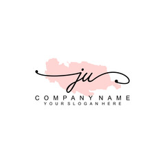 JU initial Signature logo template vector