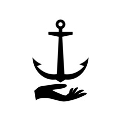 Anchor logo with Hand concept isolated on white background