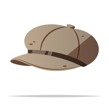 Vintage newsboy cap or baker boy hat vector isolated illustration