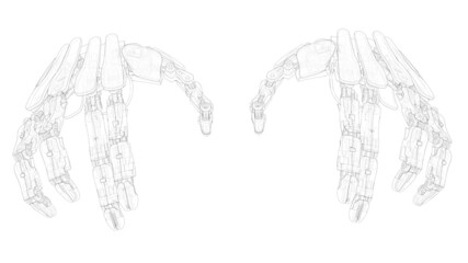 3D rendering - outline robotic hands