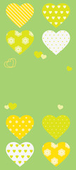 緑と黄色のハートの背景画像
