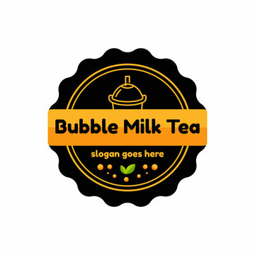 Bubble Milk Tea Logo Inspiration With Vintage Style  