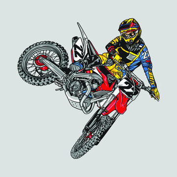 motocross rider jumping riding the motocross bike vector Stock Vector |  Adobe Stock