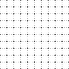 Square seamless background pattern from geometric shapes are different sizes and opacity. The pattern is evenly filled with small black snowflake symbols. Vector illustration on white background