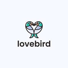 logo love bird logo, kissing birds icon