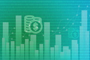 2d rendering dollar business graph background
