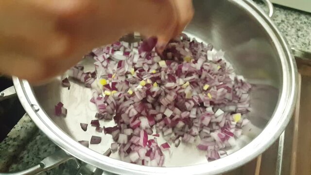 Homemade dish with red onions video images