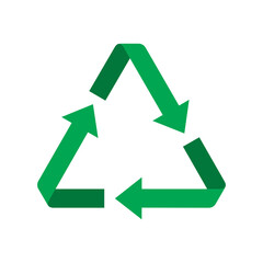 Recycle triangle shape icon, Green recycling rotation arrow sign, Reusable ecological preservation concept, Isolated on white background, Vector illustration