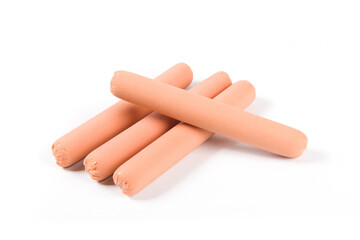 ham sausages isolated on white background.